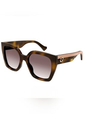 Gucci Women's Tortoiseshell Square Sunglasses with Gradient Brown Lenses